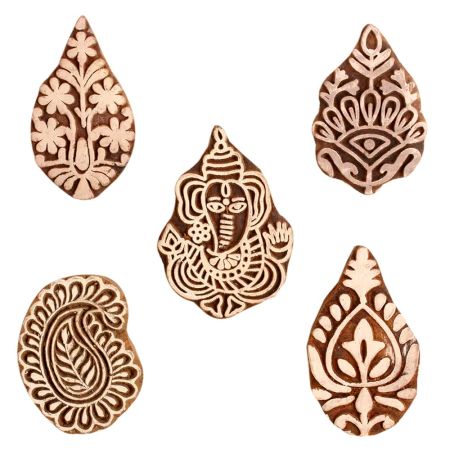 Set of 5 Piece New Mix Wooden Printing Block